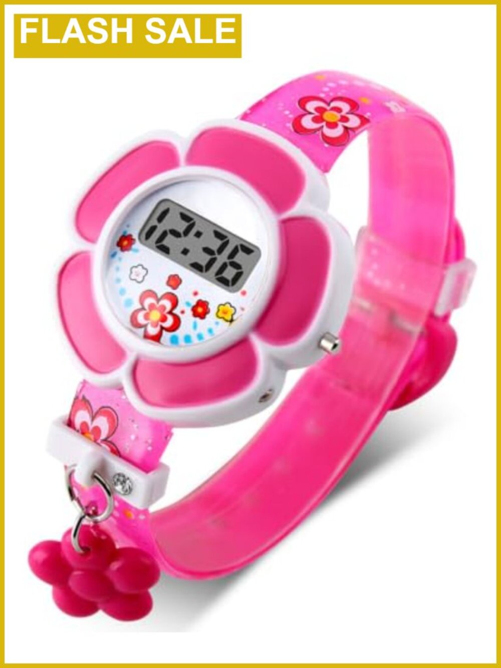 Kids Digital Watch Flower Shape Novelty Cartoon Wristwatch Gift